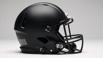 Blank black American football helmet side view mockup photo