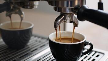 Electric espresso maker for home use to quickly make fresh cups of coffee photo