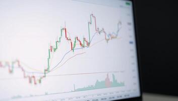 Financial data visualized as digital charts and graphs photo