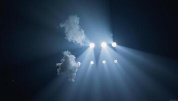 Dramatic stage illumination with billowing smoke effects photo