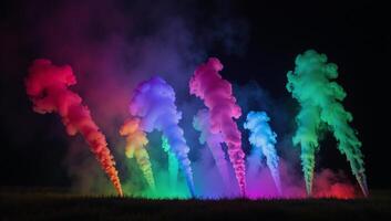 Vibrant lights with smoky effects create a captivating nighttime display photo