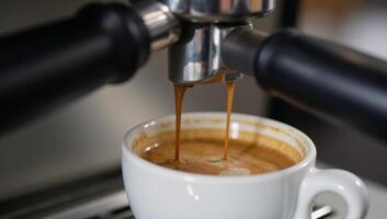 Coffee machine producing aromatic espresso Espresso Brew photo