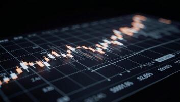 Futuristic 3D financial graph on a dark background photo