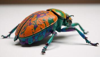 Brightly colored abstract paintsplash image depicts a midshot of an insectlike shape with dynamic movement photo