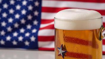 A patriotic beer mug adorned with an American flag for proud celebration of U photo