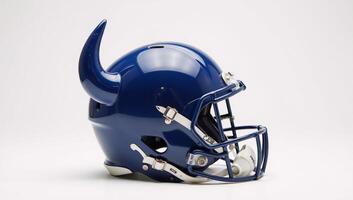 Majestichorned football helmet crisp white backdrop ready for gridiron glory photo
