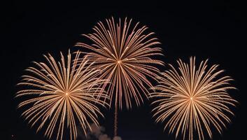 Bright whiteandgold New Years Eve fireworks display against a clean background photo