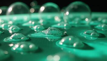 Innovative tech demonstrates artificial reflection of fluid green hydrogen water bubble elements photo