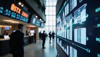 Digital graph chart showcasing business growth in the stock trade market Investment Focused photo