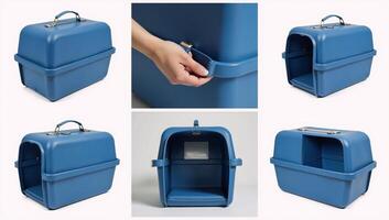 Sleek blue modern pet carrier photo