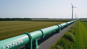green hydrogen gas production through wind turbine integration within a sustainable ecofriendly environment for natural gas generation photo
