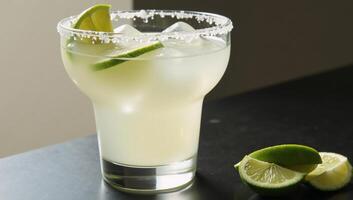 Classic Margarita with Lime Wedge Isolated photo