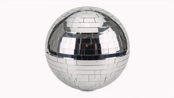 Isolated silver disco mirror ball against blank background photo