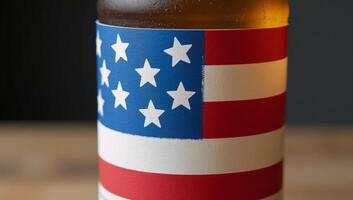 American Flag depicted on a beer bottle painting photo