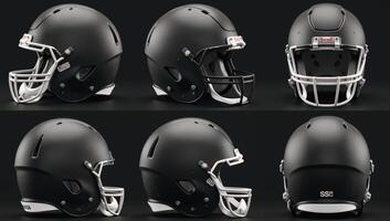 Black American Football Helmet MockUp with multiple viewing angles photo