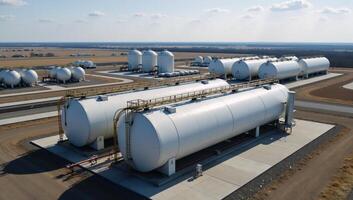 A detailed 3D image depicts the US industry featuring spherical vaults for cryogenic liquid storage and highpressure boilers compliant with ASME BPVC standards within this sector photo