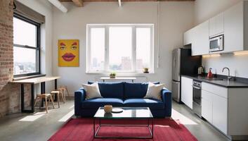 Contemporary city apartments shared by multiple residents photo