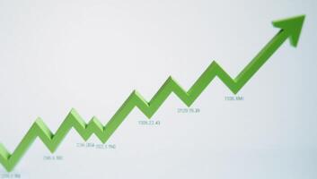 A green businessrelated line graph on an arrows background file format photo