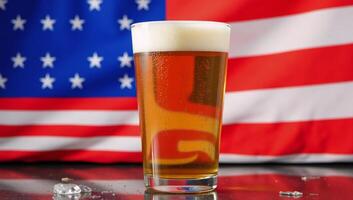 Beer with abstract US state flag on a glass photo