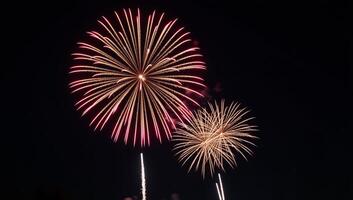 Vibrant firework display against starry backdrop at nighttime photo
