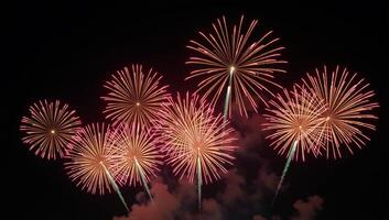 Bold and vibrant nighttime firework show photo