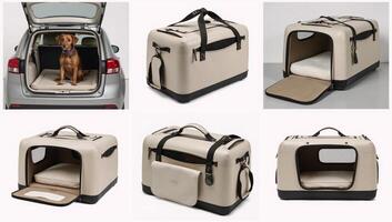Modern pet carrier boasts stylish interior design for comfortable travel photo