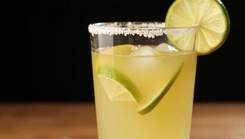 Frosty Tequila Margarita with Lime Salt Mexican photo