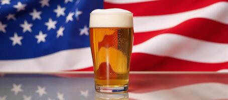 Beer with abstract US state flag on a glass photo