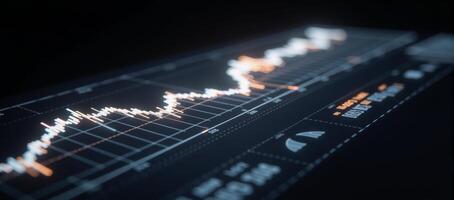 Futuristic 3D financial graph on a dark background photo