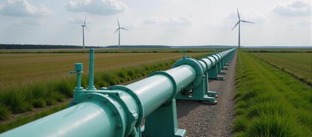 green hydrogen gas production through wind turbine integration within a sustainable ecofriendly environment for natural gas generation photo