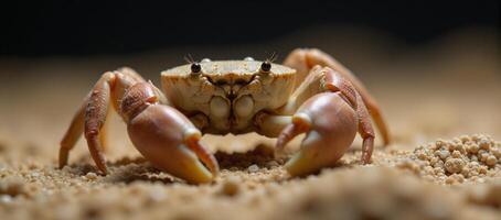 Closeup view of intricate details on a Halloweenthemed crab in sandy environment Creative photo