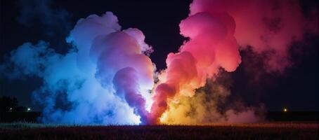 Vibrant lights with smoky effects create a captivating nighttime display photo
