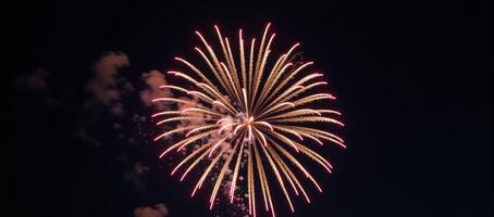 Vibrant firework display against starry backdrop at nighttime photo