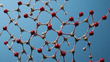 A detailed 3D model visualization reveals the intricate E1520 propylene glycol molecules structural chemical formula viewed through a microscopic lens photo