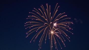 Fireworks illuminate the night sky with an indistinguishable glow photo