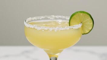 Classic Margarita with Lime Wedge Isolated against Background photo