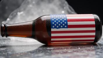 A stylized depiction of an American Flag adorned on a beer bottle photo