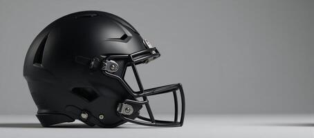 Side view of blank black American Football helmet mockup photo
