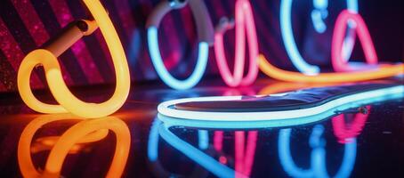 Vibrant abstract neon background ideal for parties or nightlife events photo