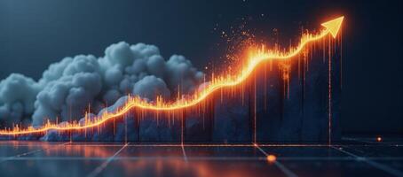 Technologydriven visual representation of an impressive stock growth trend characterized by an uptrend and chart explosion often referred to as a moonshot photo