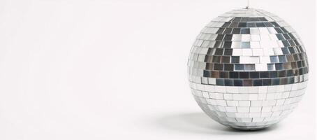 Isolated silver disco mirror ball against blank background photo