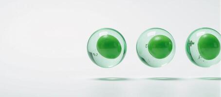 Green Hydrogen Water Element Bubble with Artificial Reflection Isolated Against White Background Captionfriendly photo
