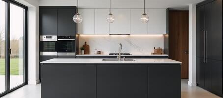 Modern smart home kitchen design with sleek interiors photo