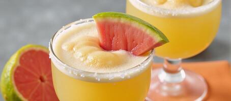 Savor a unique saltrimmed Guava Margarita perfect for a refreshing tropical twist photo