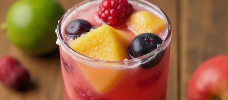 Refreshing summer cocktail Frozen fruit margarita Berries MangoLime photo