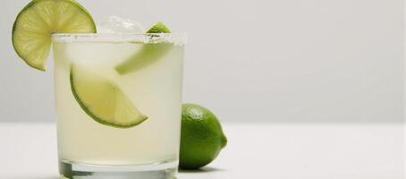 Classic Margarita with Lime Wedge Isolated photo