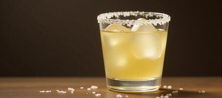 3Drendered image showcases a levitating margarita glass adorned with a salt rim photo