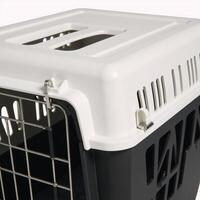 A detailed 3D render showcases an intricate pet carrier cage with modern design elements and sharp lines photo