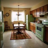 A typical 80sstyle middleclass kitchen interior photo