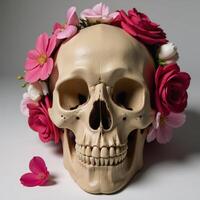 Skull decorated with floral motifs photo